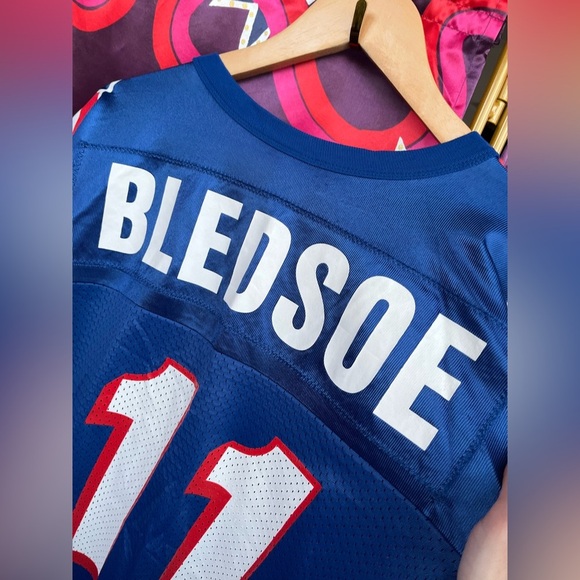 Vintage Champion Drew Bledsoe New England Patriots Jersey 11 Blue NFL Football - Picture 10 of 11